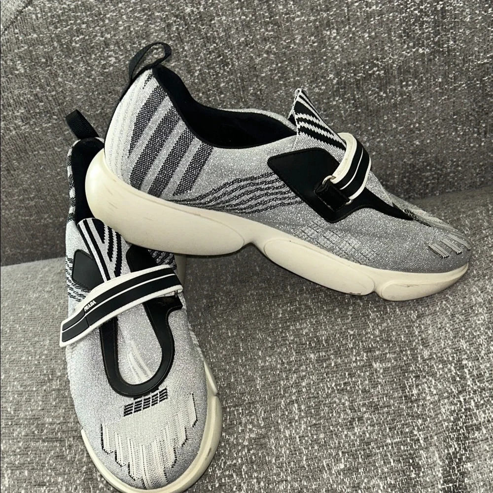Prada Monochrome Knit Sneakers - Picture 4 of 6